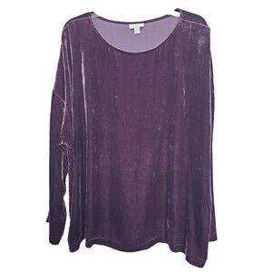 J. Jill Rayon/Silk Velvet Purple Long Sleeve Tunic Size 2X